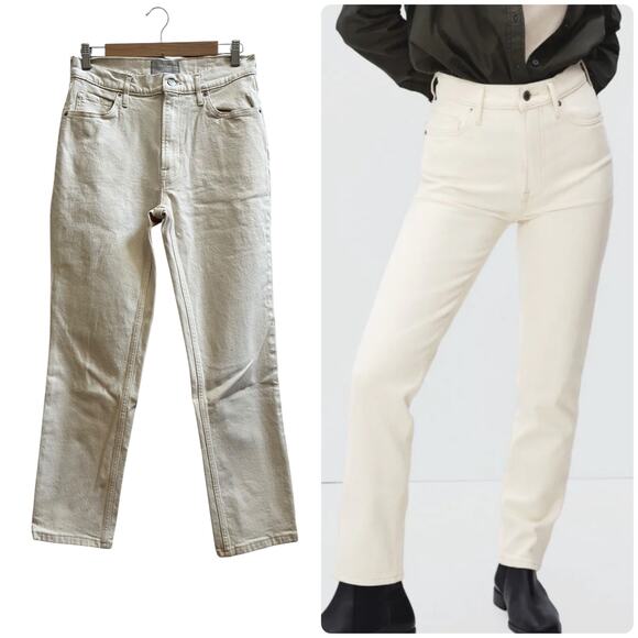 Everlane The Original Cheeky Organic Cotton Ecru Size 29 Jean 27.5 Inch Inseam - Picture 2 of 13